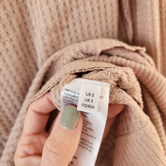 We The Free People North Shore Pink Thermal Tunic Top Waffle Knit Women's S - Picture 7 of 10